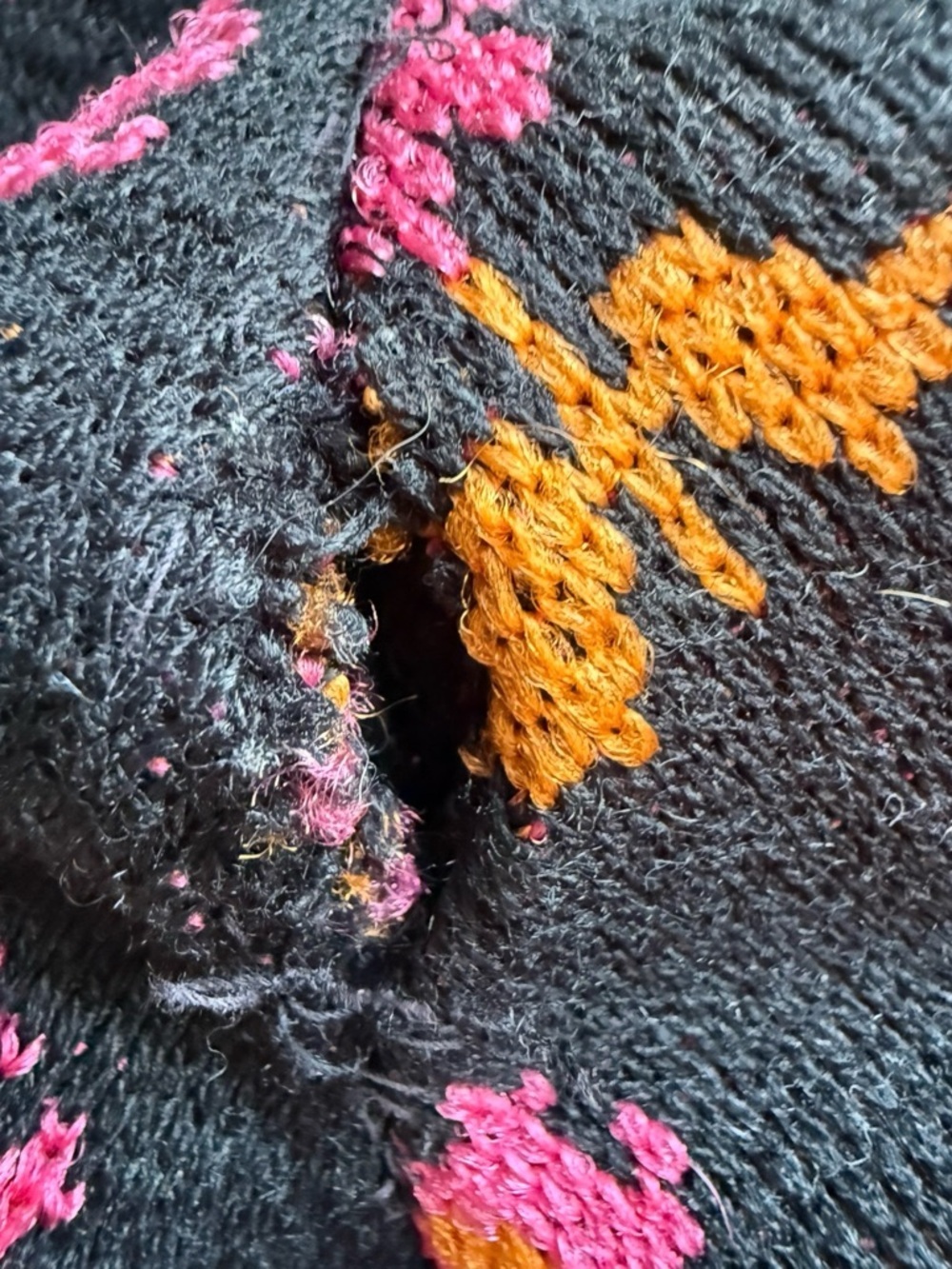 Vintage Johnathan Martin Black Floral Knit Dress with Pink & Gold Pattern Size S - Picture 9 of 16